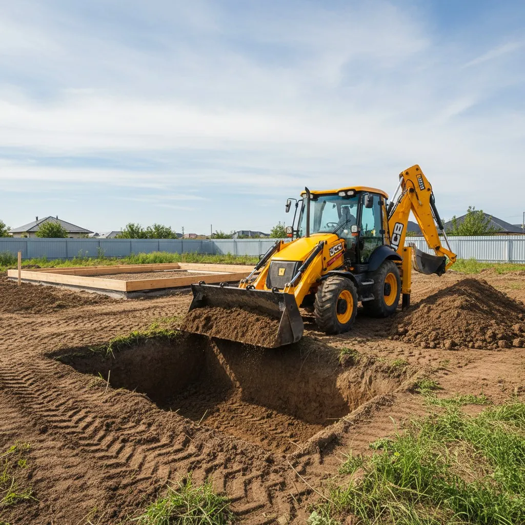 Планировка участков и рытьё котлованов экскаваторами-погрузчиками